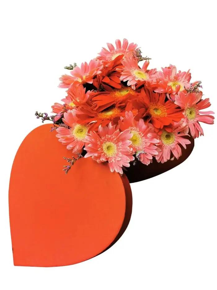 Heart Box of 15 Assorted Color Gerberass