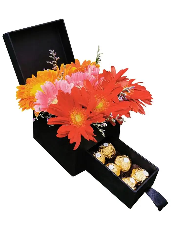 Premium Mixed Gerbera Chocolate Combo bouquet with Ferrero Rocher delivery Metro Manila Philippines